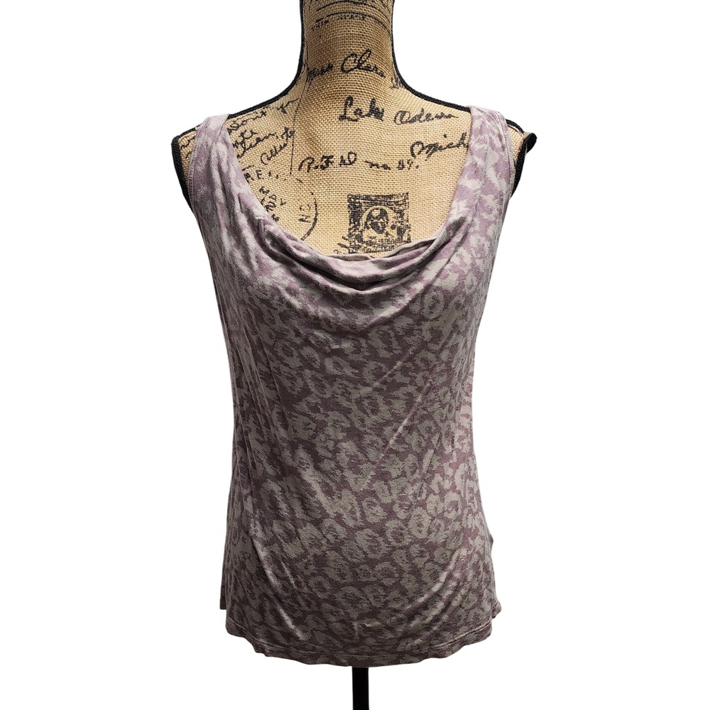 New York & Company Tank Top Sleeveless Cowl Neck Lavender Animal Print